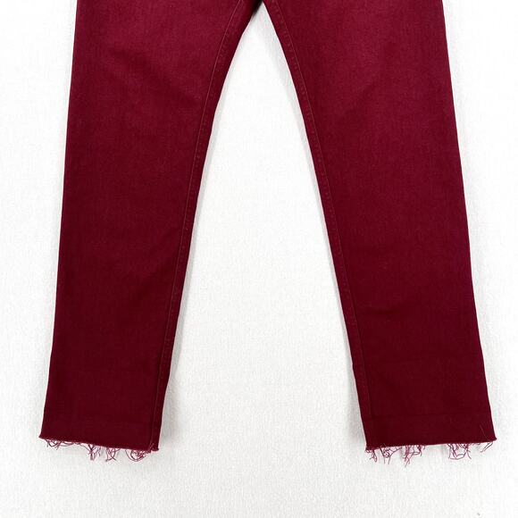 BASSIKE Straight Jeans Womens Small Burgundy Wine High Rise Slim Stretch - Picture 6 of 13